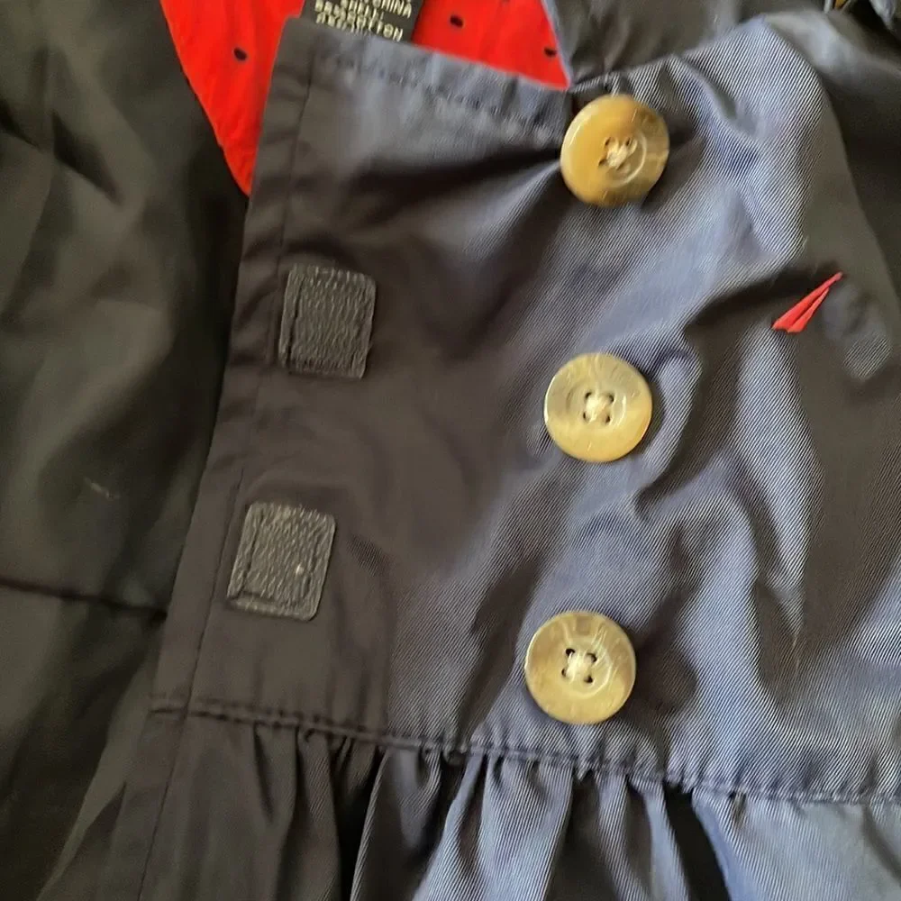Adorable Nautica navy blue infant sailor jacket/pea coat with removable hood